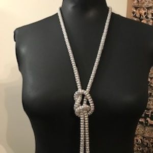 Silver and Black Necklace and Earring Set